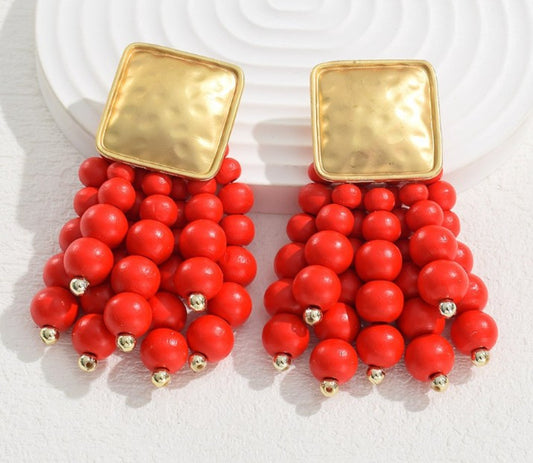 Aretes cuenca madera rojo