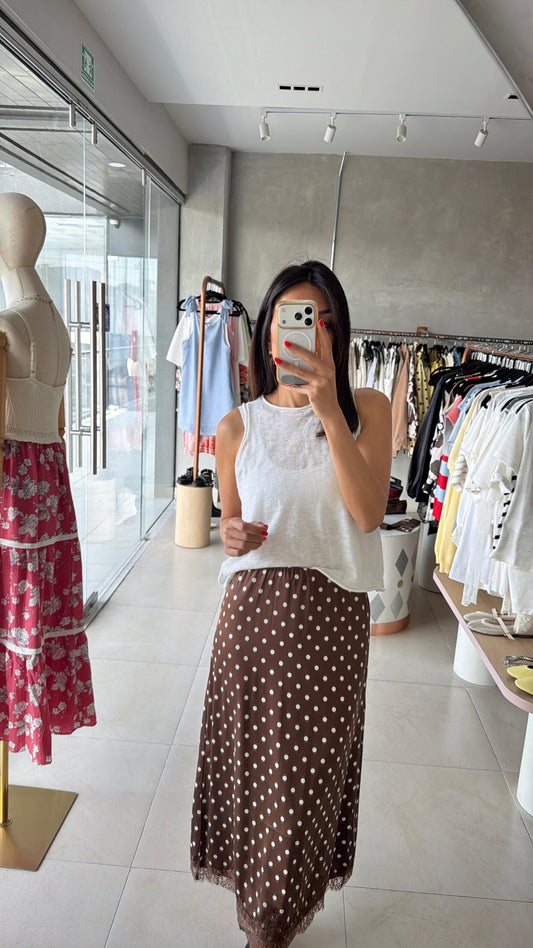 Falda cafe polka dots