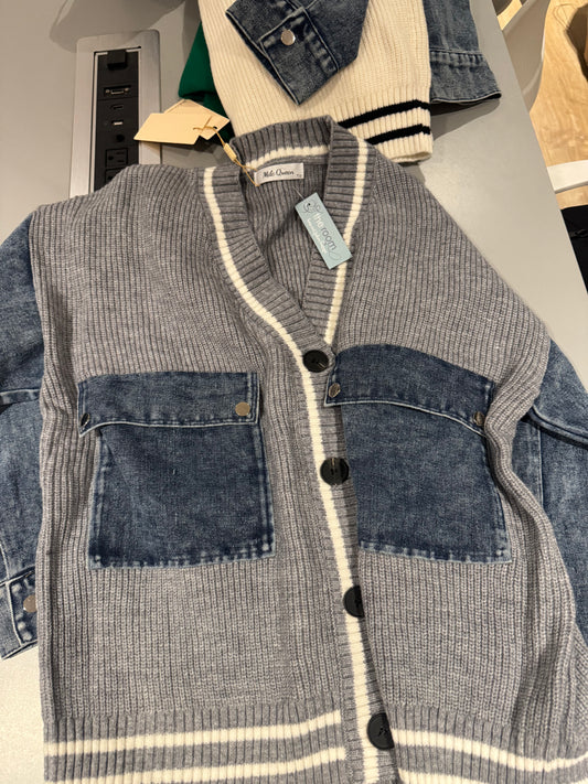 Suéter manga denim