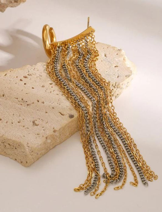 Earcuff cadena dorado y plateado