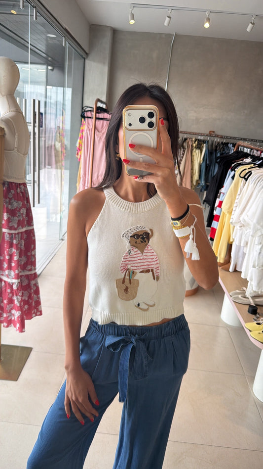 Top blanco oso