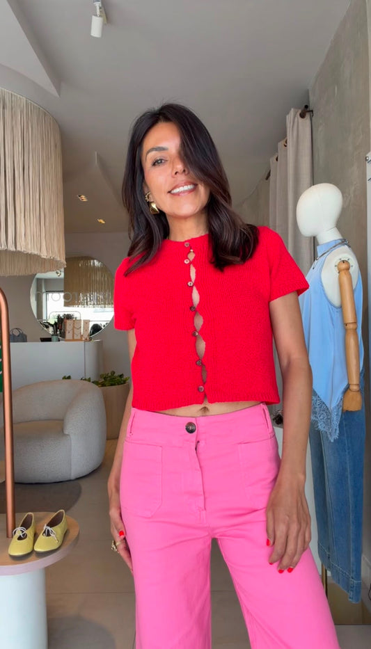 Blusa roja botones