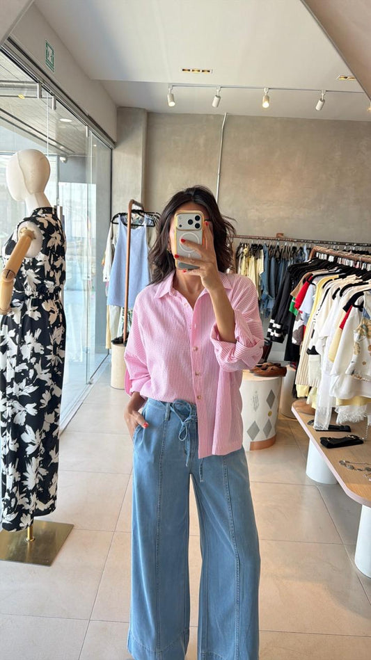 Camisa rosa rayada