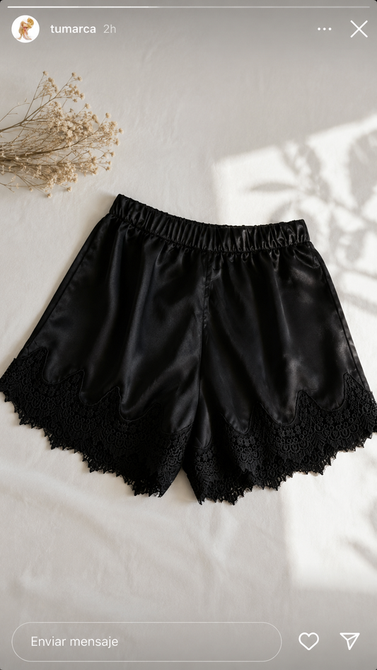 Lace shorts negros