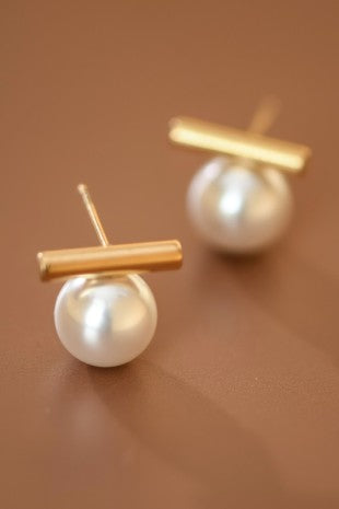 Aretes palito y perla