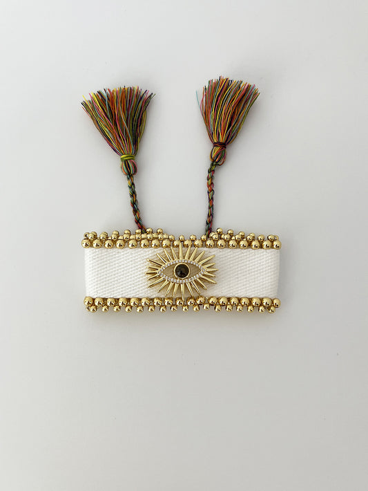 Pulsera hilo blanca ojo