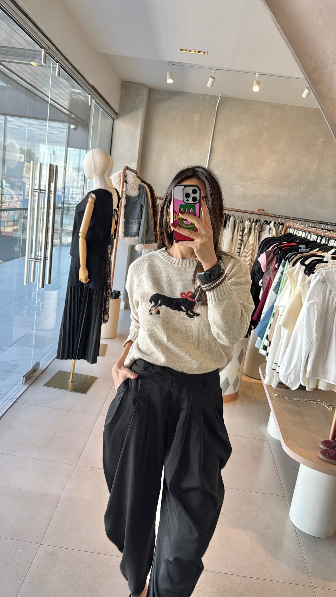 Pantalón balloon negro bolsillos