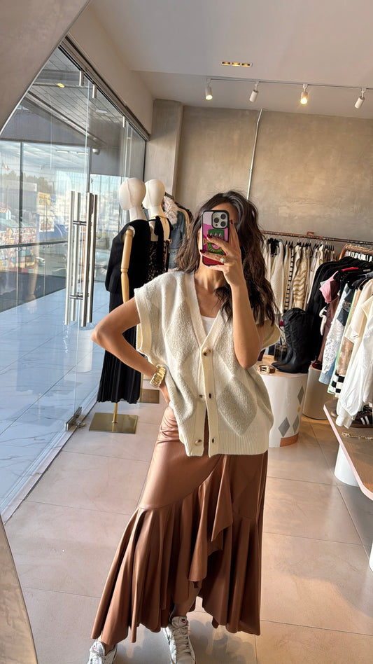 Falda vinipiel olanes camel