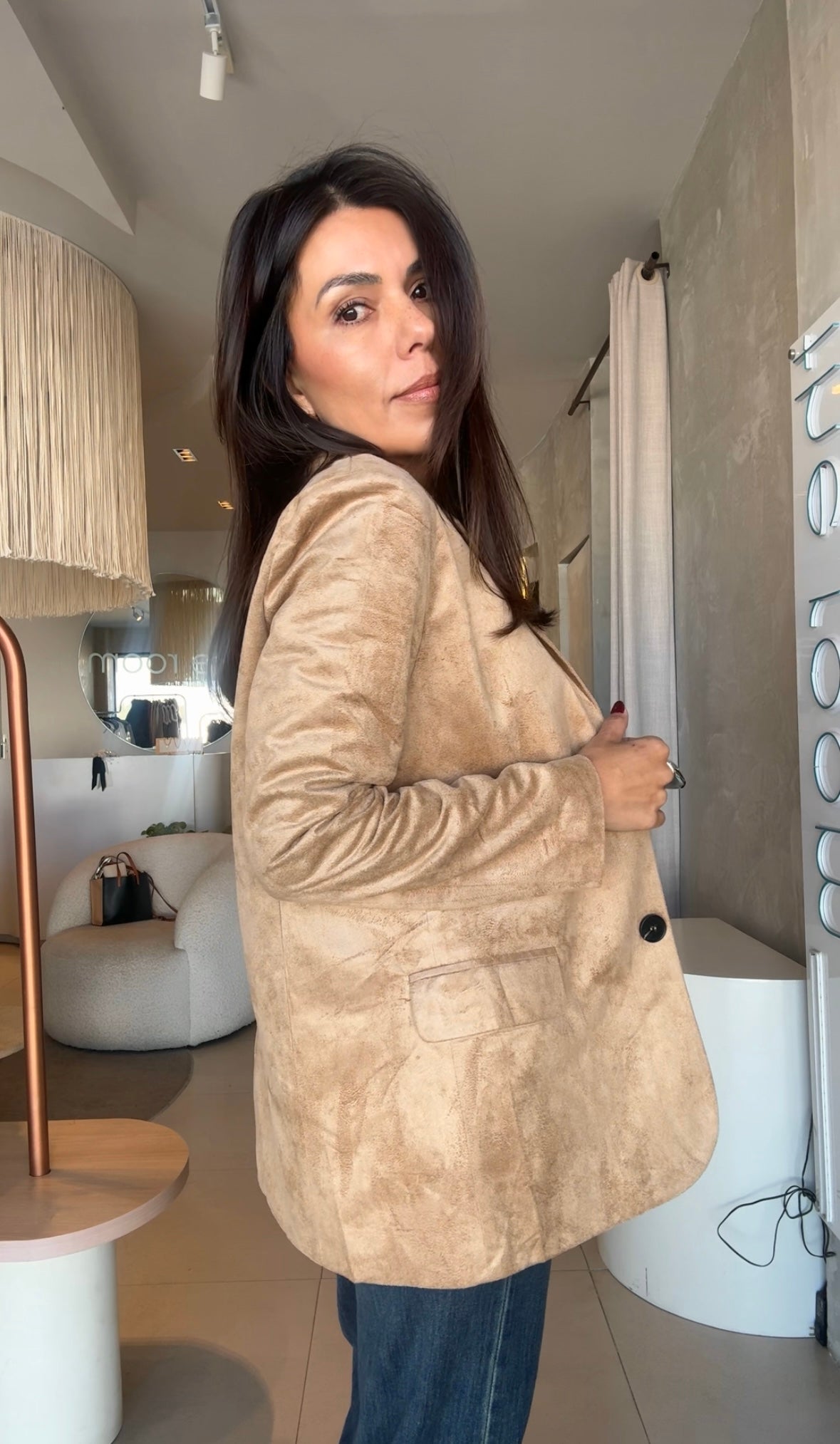 Blazer camel tipo suede