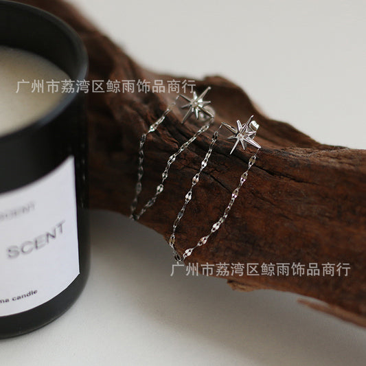 Mini aretes estrella plateados