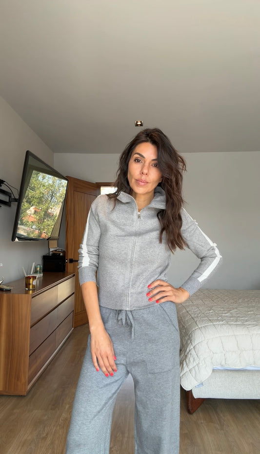 Set punto gris con blanco