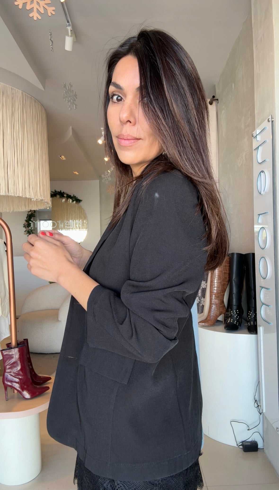 Blazer denim con negro