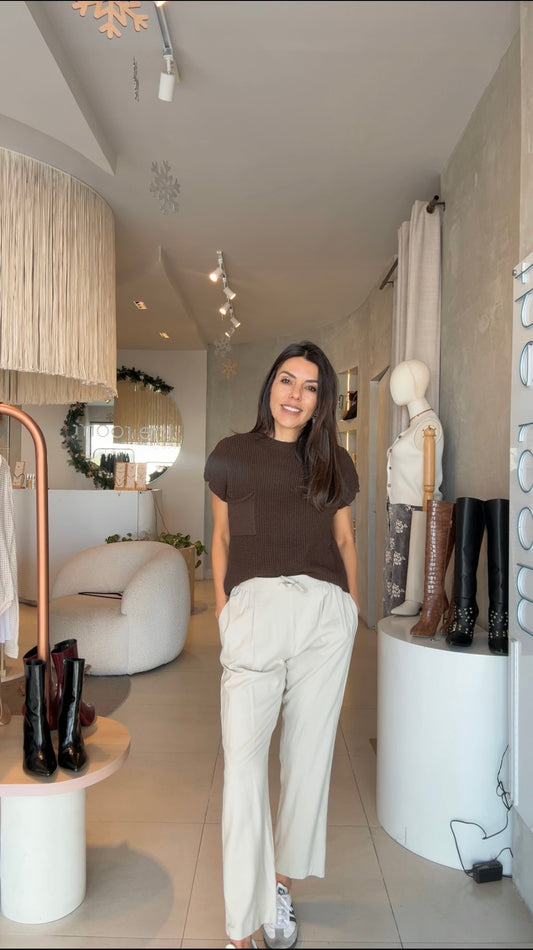 Pantalón beige jareta