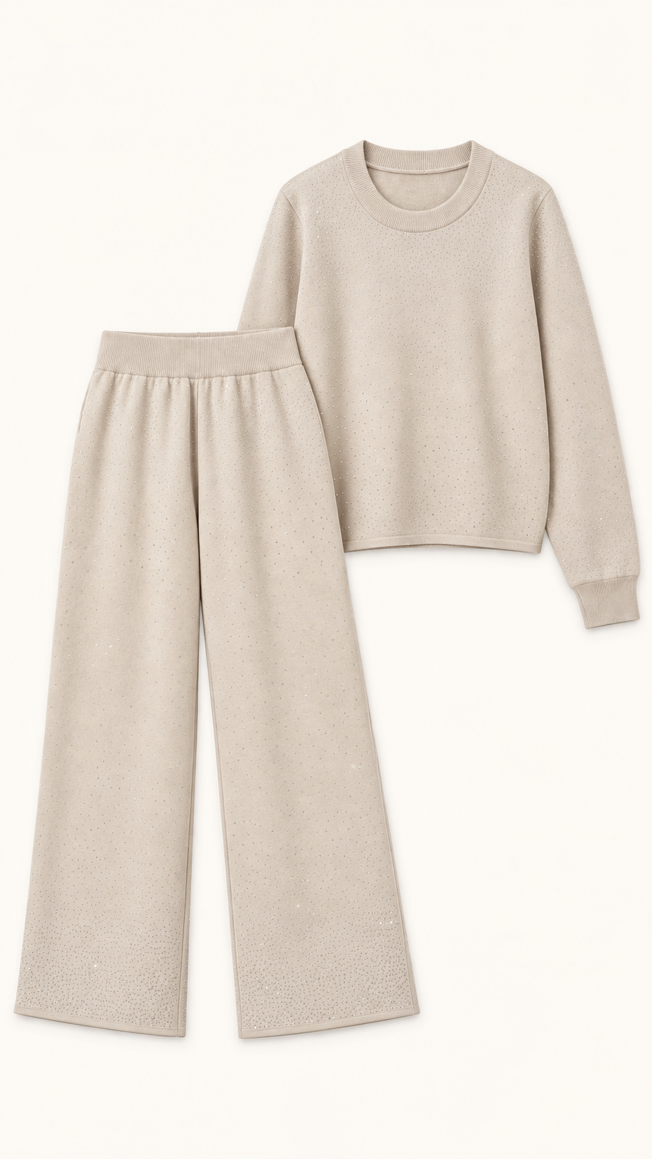 Set de punto beige con brillos