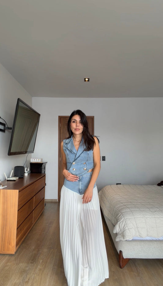 Set blanco con denim