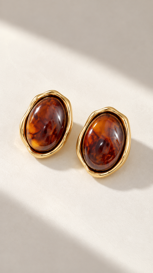 Aretes piedra cafe