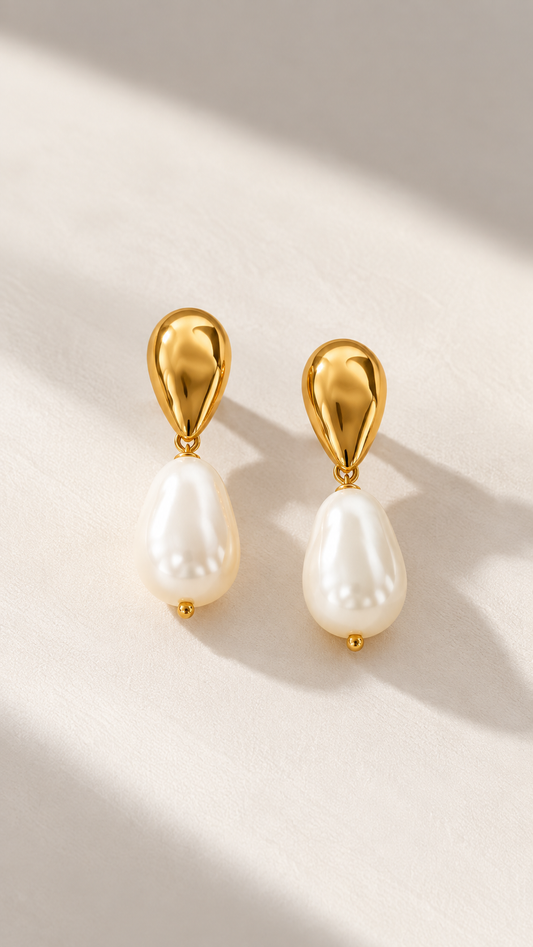 Aretes piedra gota blanca