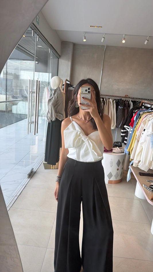 Top lazo blanco