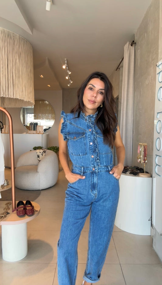 Jumpsuit denim manga olan