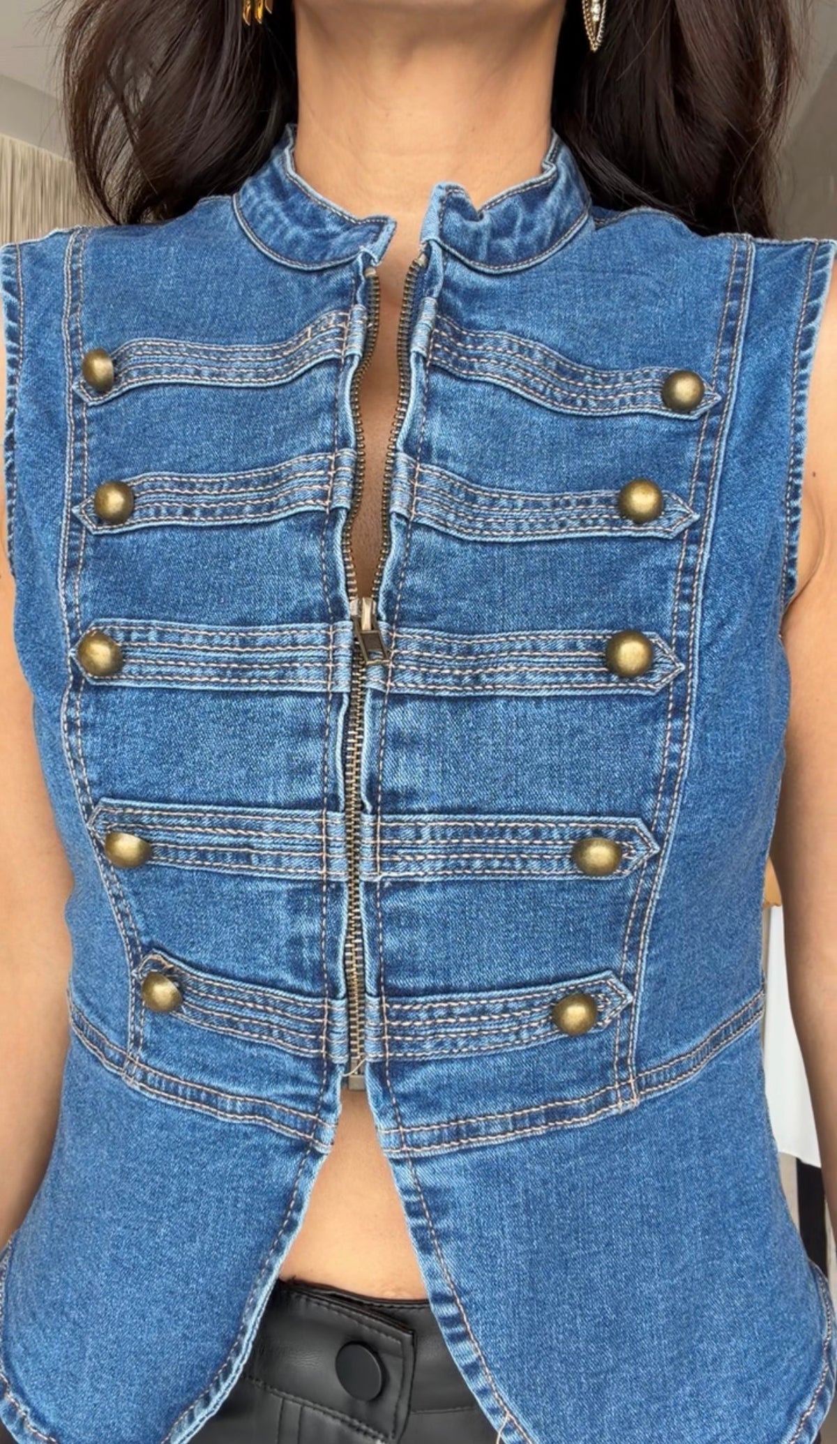 Chaleco denim militar