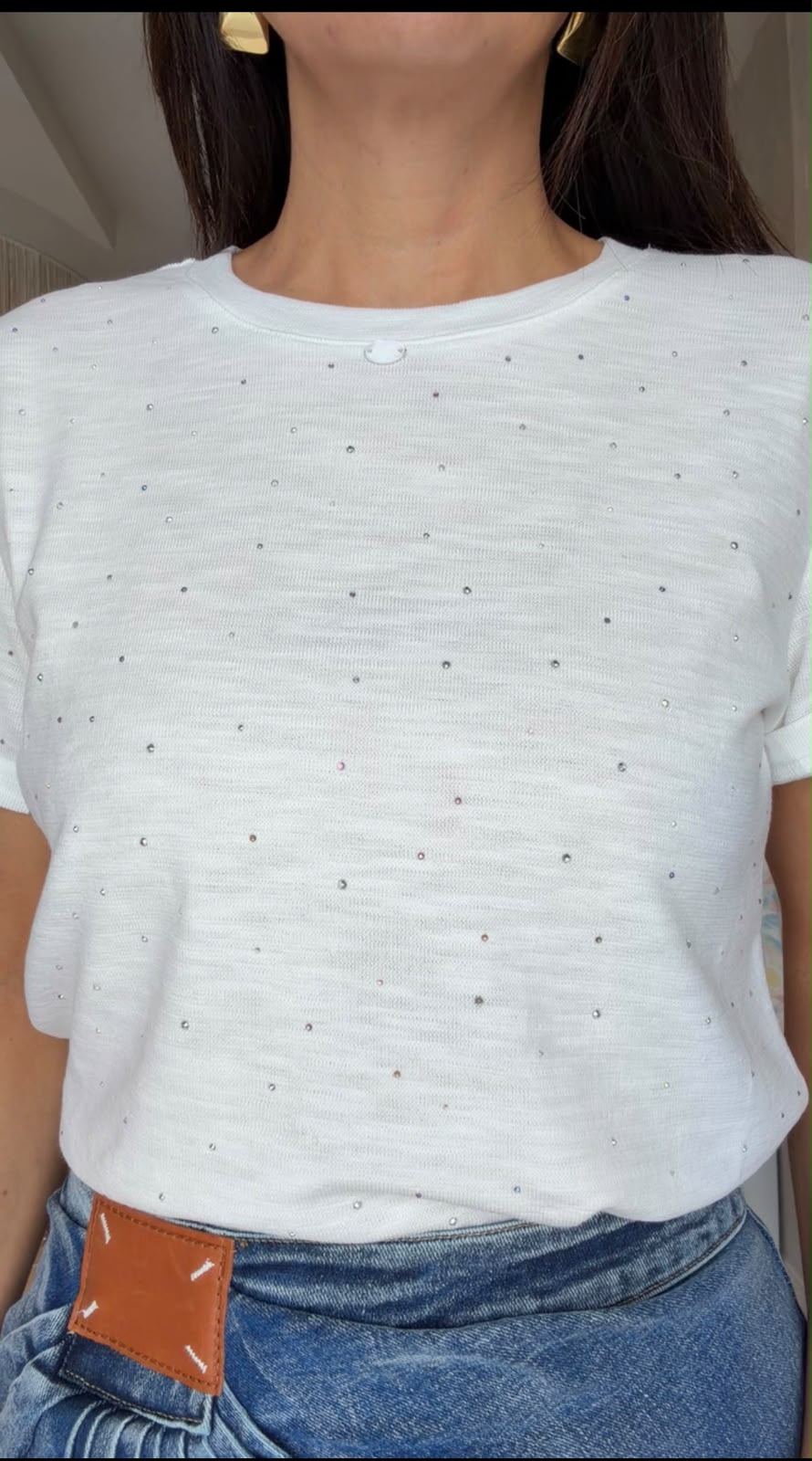 Blusa blanca brillos