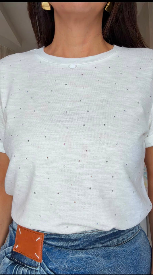 Blusa blanca brillos